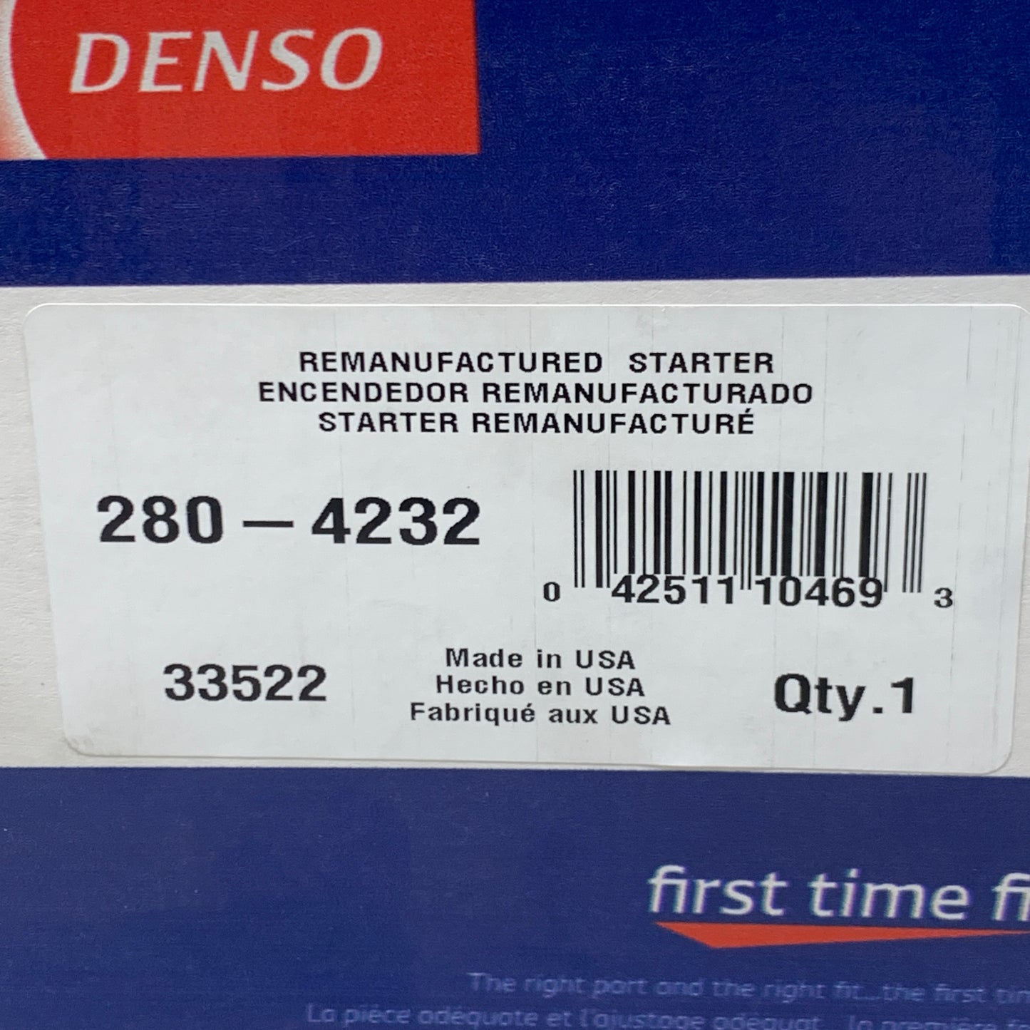 DENSO Motor Starter 1.2 Kilowatt 12.0 Volts (Remanufactured) 33522 280-4232