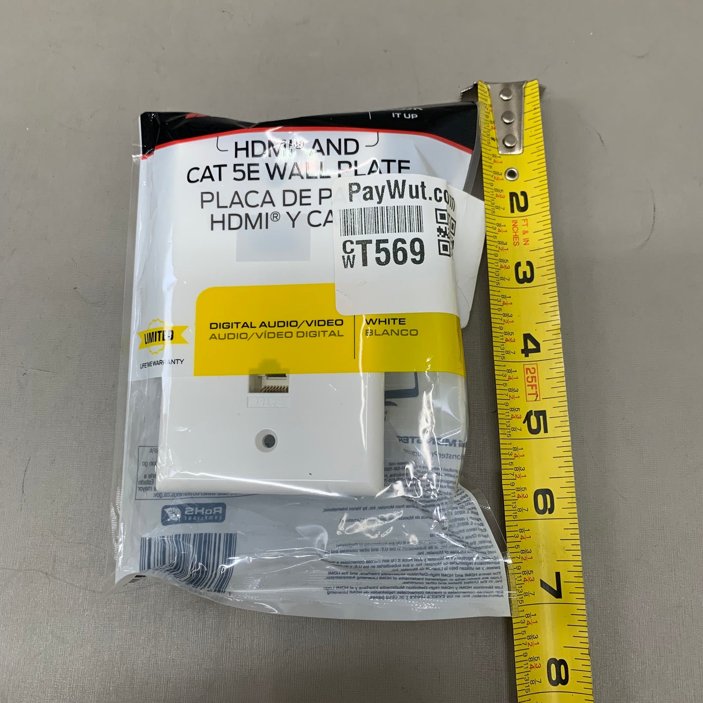 MONSTER Plastic Coaxial Wall Plate 4"x2.5" White JHIU0072