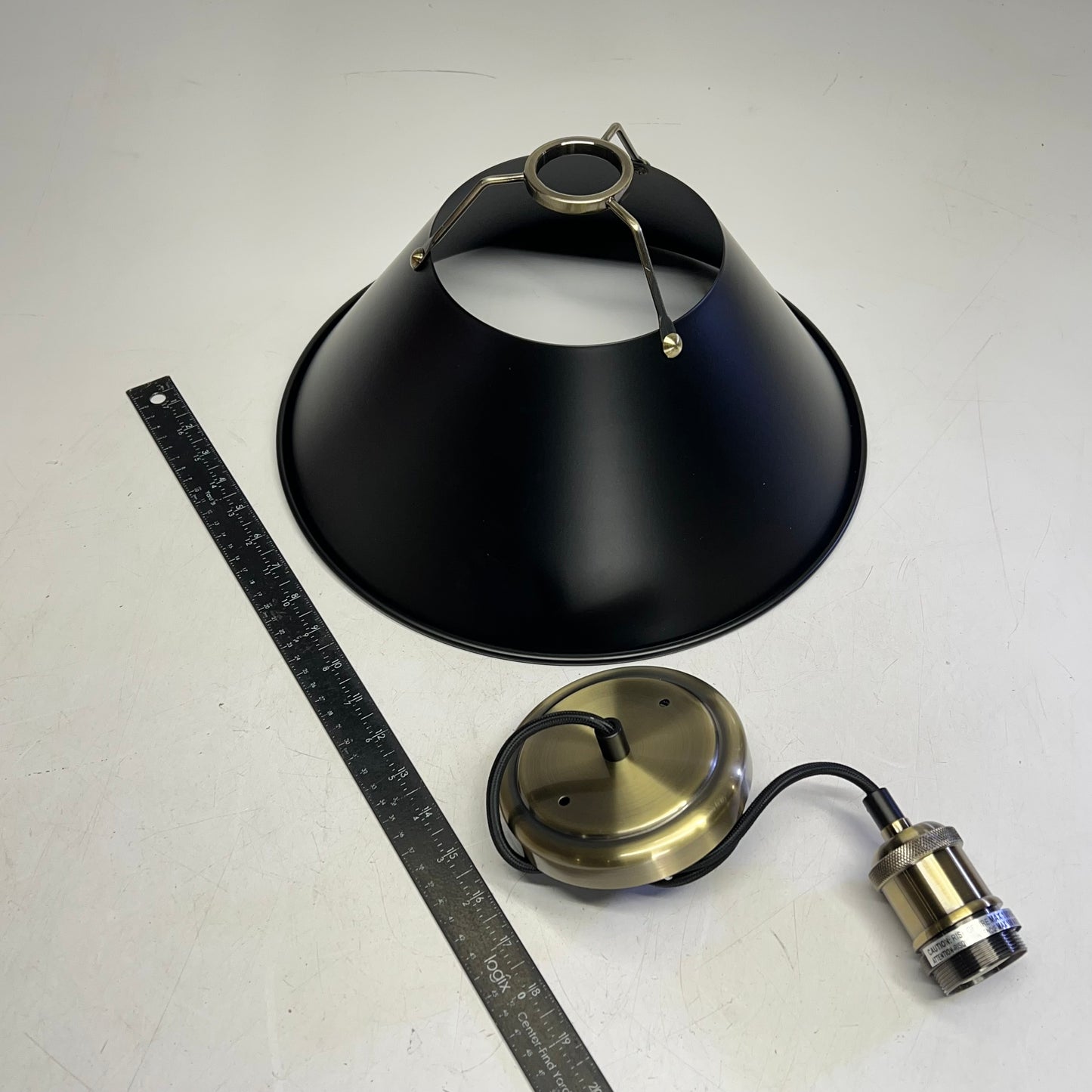 GOLDEN LIGHTING Orwell 1 Light Medium Pendant 14' - 120" Wire Black 3306-LAB-B|LK