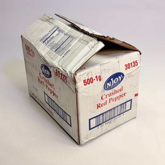 N'JOY (500 PACK) Crushed Red Pepper 1g BB 10/26 (New - Damaged Box - Opened)