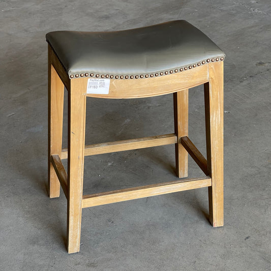 NEW PACIFIC Elmo Bonded Leather Counter Stool 25"x19.5"x13.5" Vintage Gray & Weathered Smoke 358625B-V04-WS