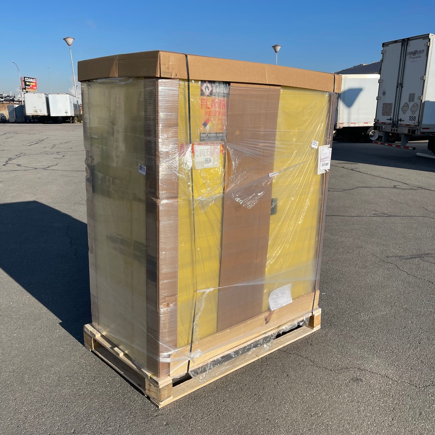 SECURALL Hazardous Waste Storage Cabinet 120 Gal 67”x56”x31” Yellow W3080 (B)