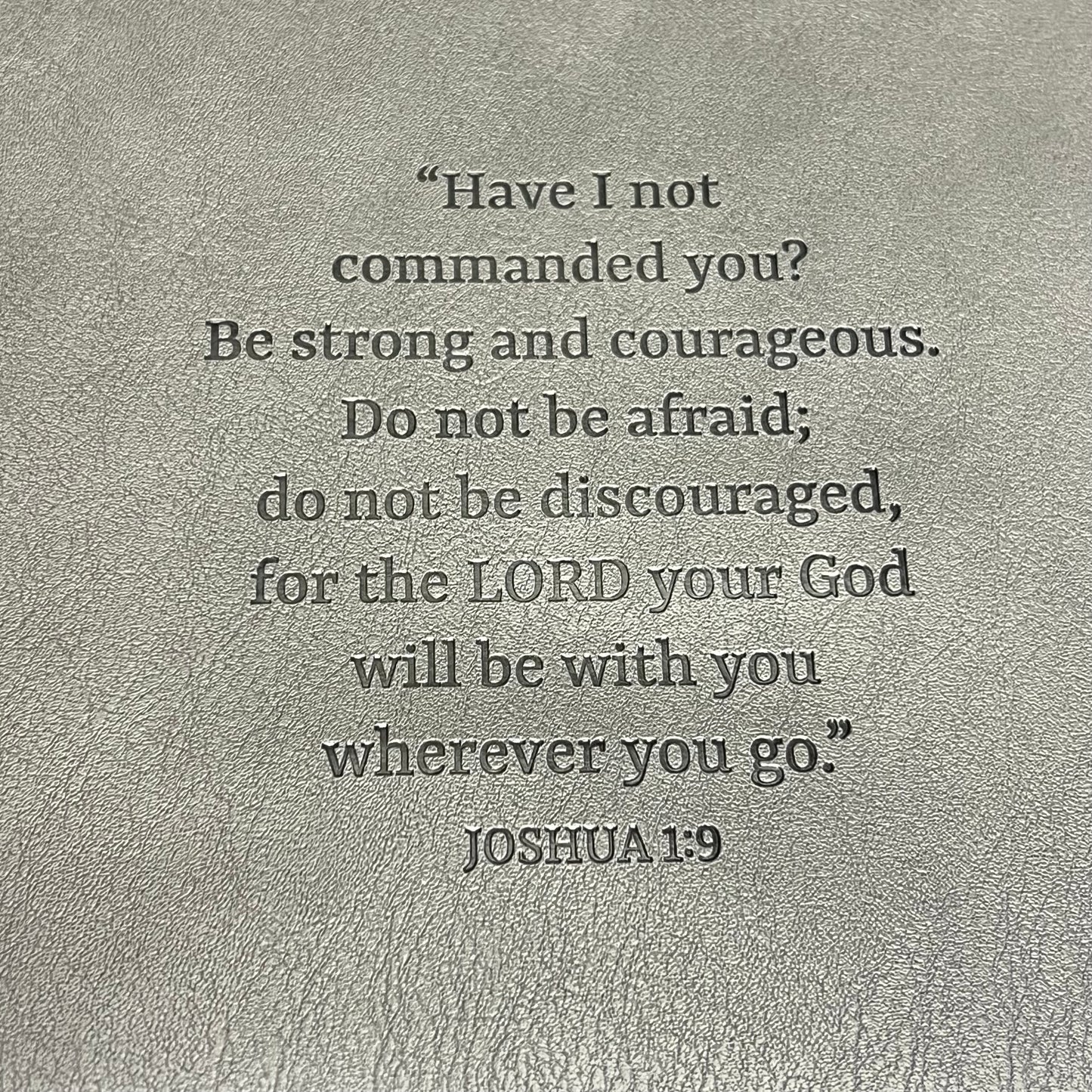 CHRISTIAN ART GIFTS Joshua 1:9 Faux Leather Classic Bible Cover 6"x9" Grey/Black