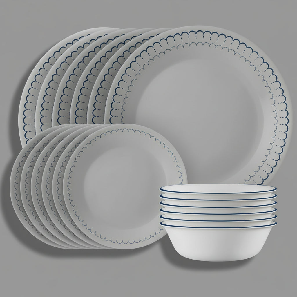 ZA@ CORELLE (18 PIECE SET) Caspin Lace Dinnerware Set Serves 6 People White 1147837