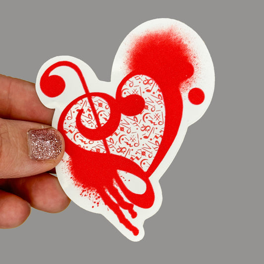 Hales Yeah Design Clef Heart Sticker ~3" at Longest Edge
