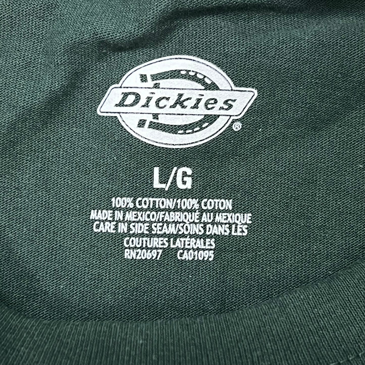 DICKIES Short Sleeve Heavyweight Classic Teeshirt Mens Sz L Hunter Green WS450HG