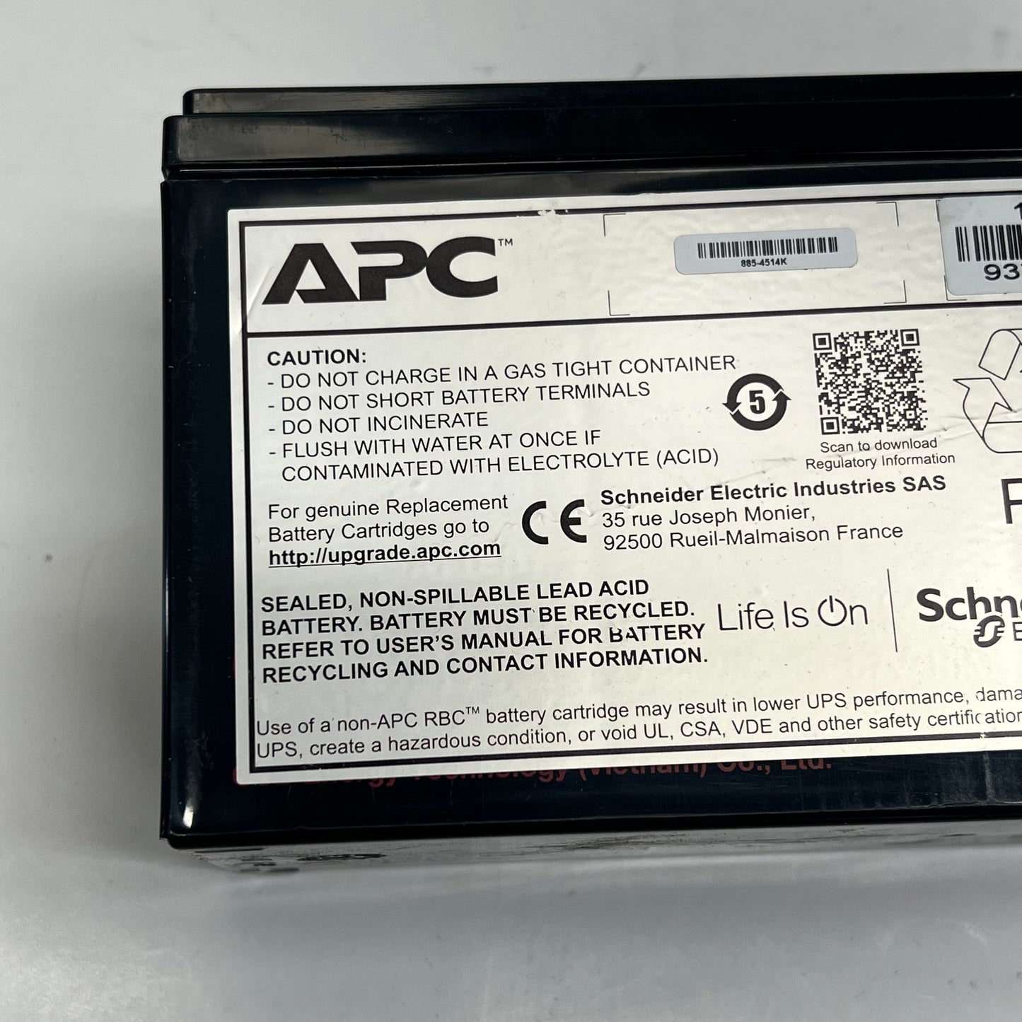 SCHNEIDER ELECTRIC APC Sealed Lead-acid Battery 12V 9.0Ah 937-9892-008