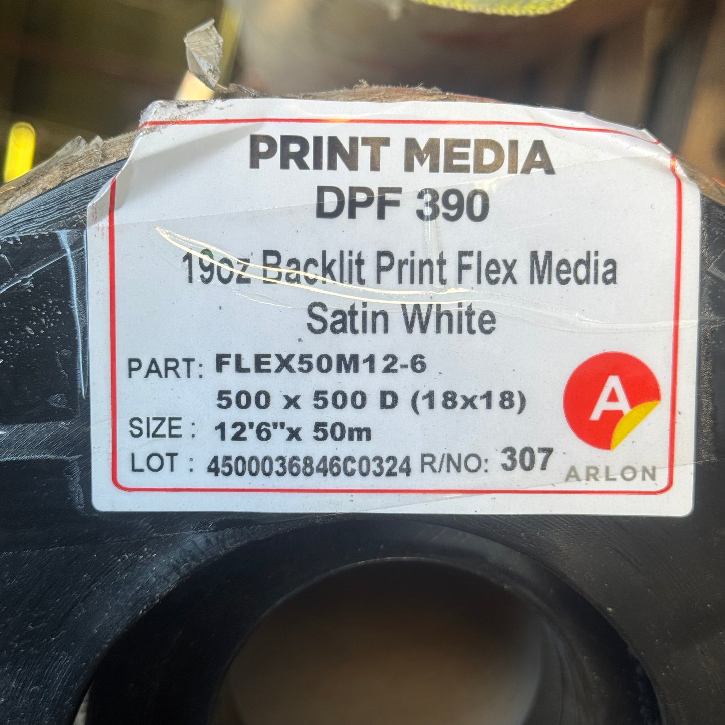 ARLON 19 oz Backlit Printable Flex Media Sz 12'6"x50m White DPF 390