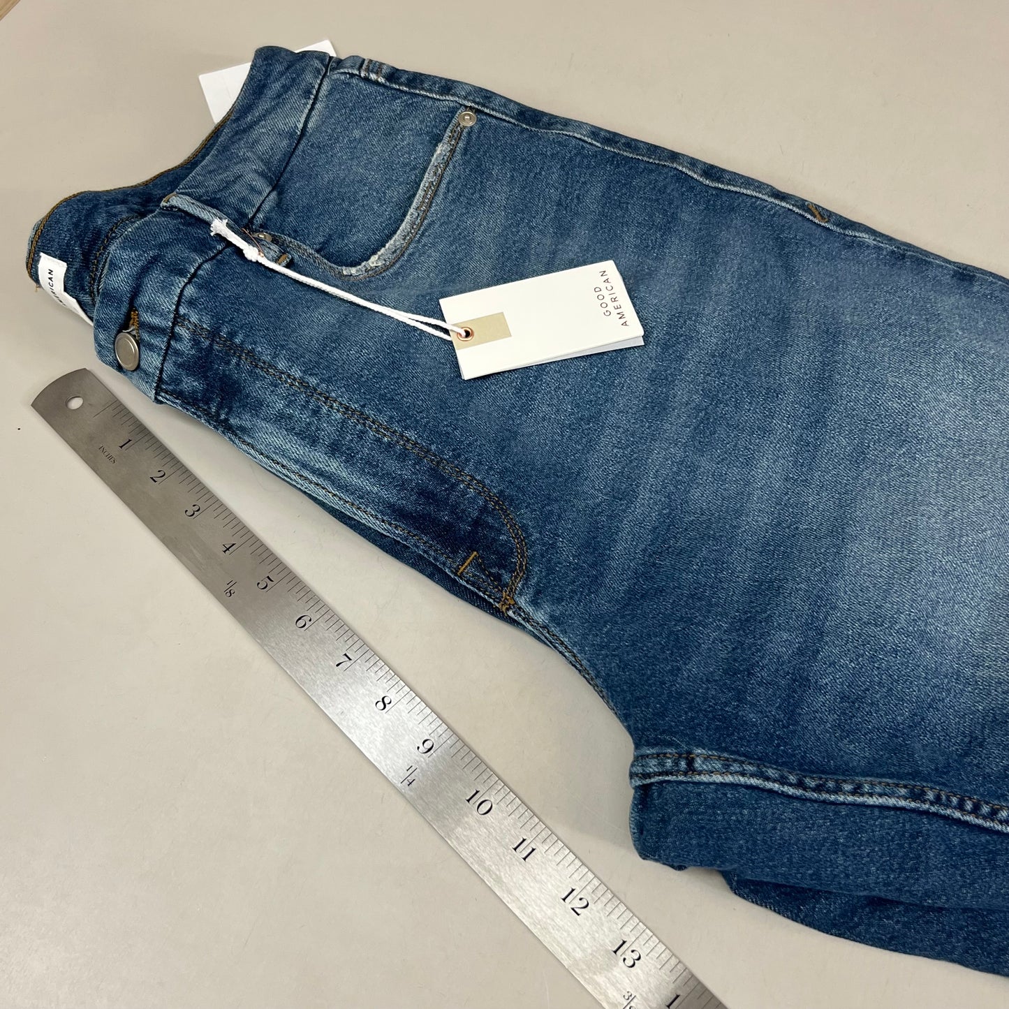 GOOD AMERICAN Good Icon High Rise Straight Leg Jeans Women's Sz 15+ Indigo605 GICNF395T