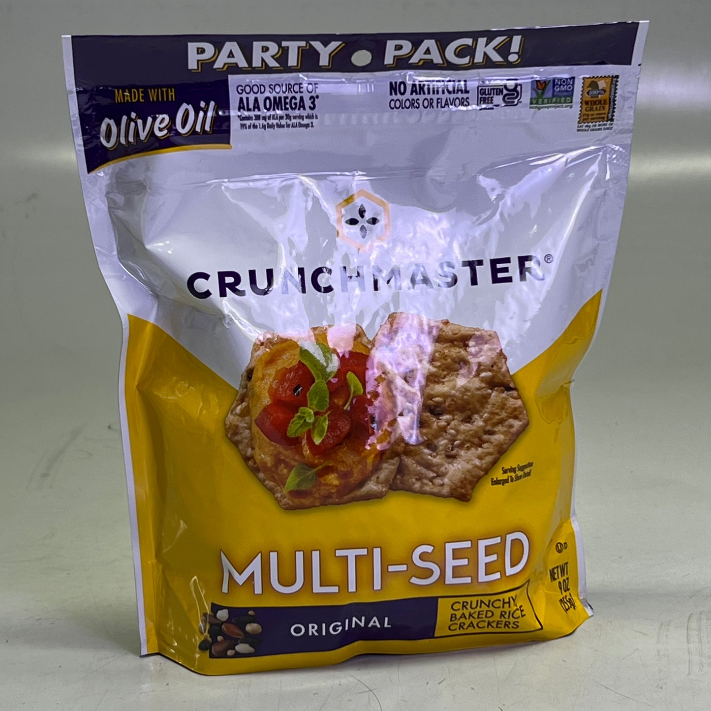 CRUNCHMASTER (2 PACK) Gluten-Free Multi-Seed Original Cracker Party Pack 9oz BB 05/26