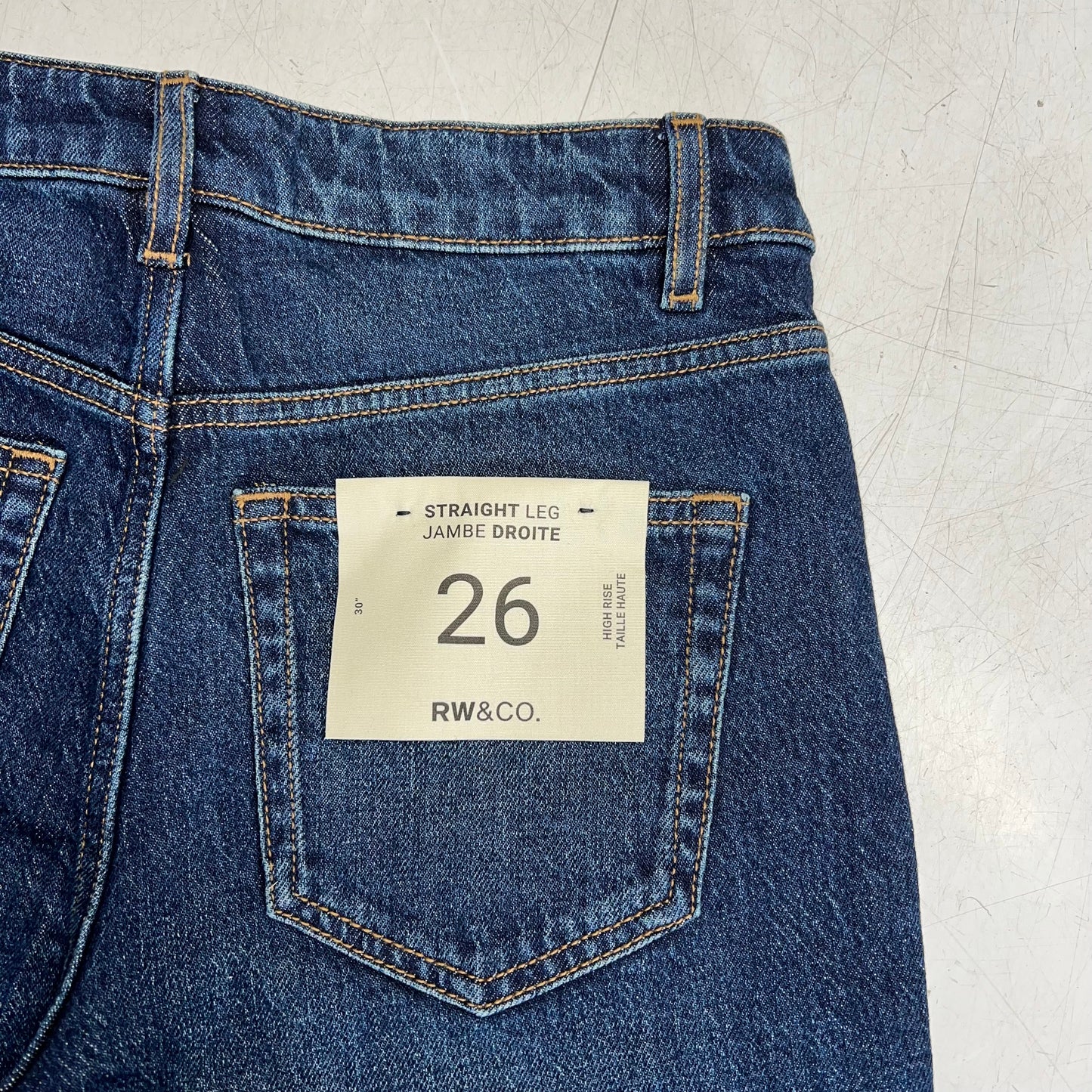 RW & CO High Rise Straight Leg Jeans Women's Sz 26 Dark Blue Wash 487897