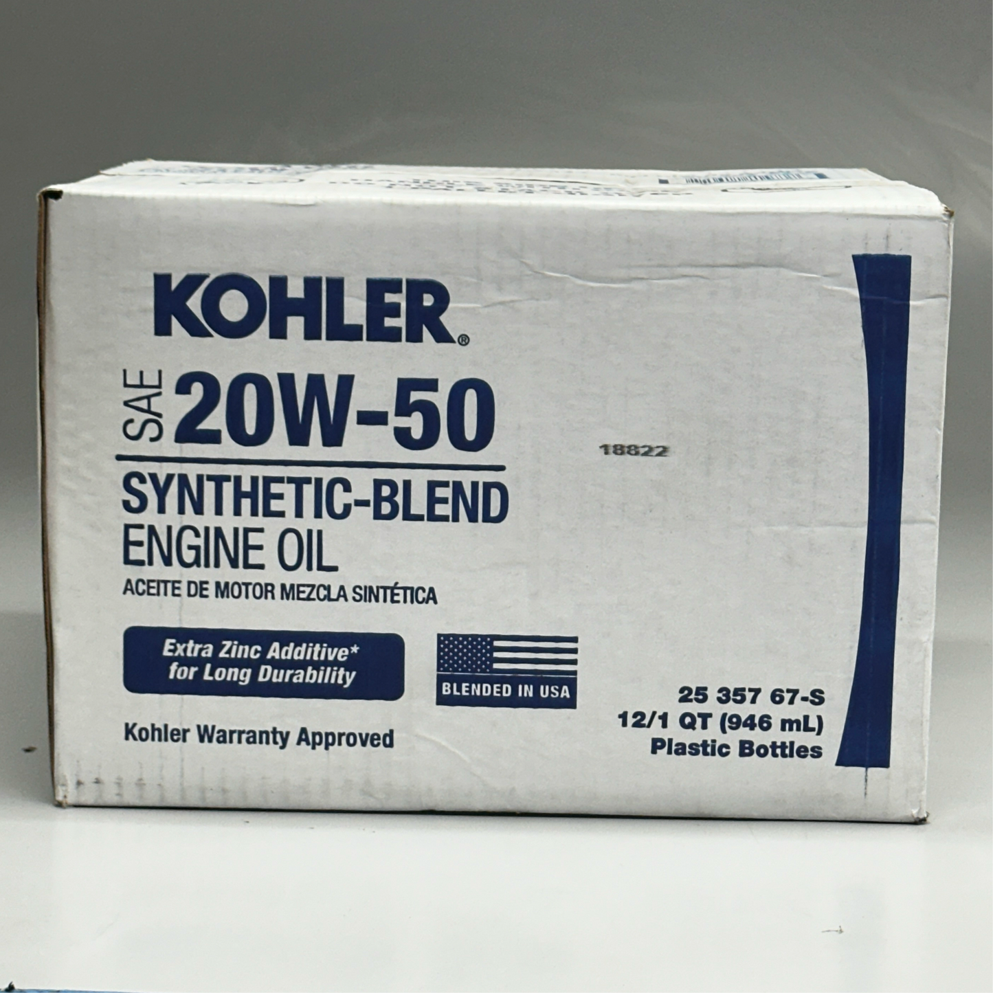 KOHLER (12 PACK, 1 Quart Each) Synthetic-Blend Engine Oil SAE 20W-50