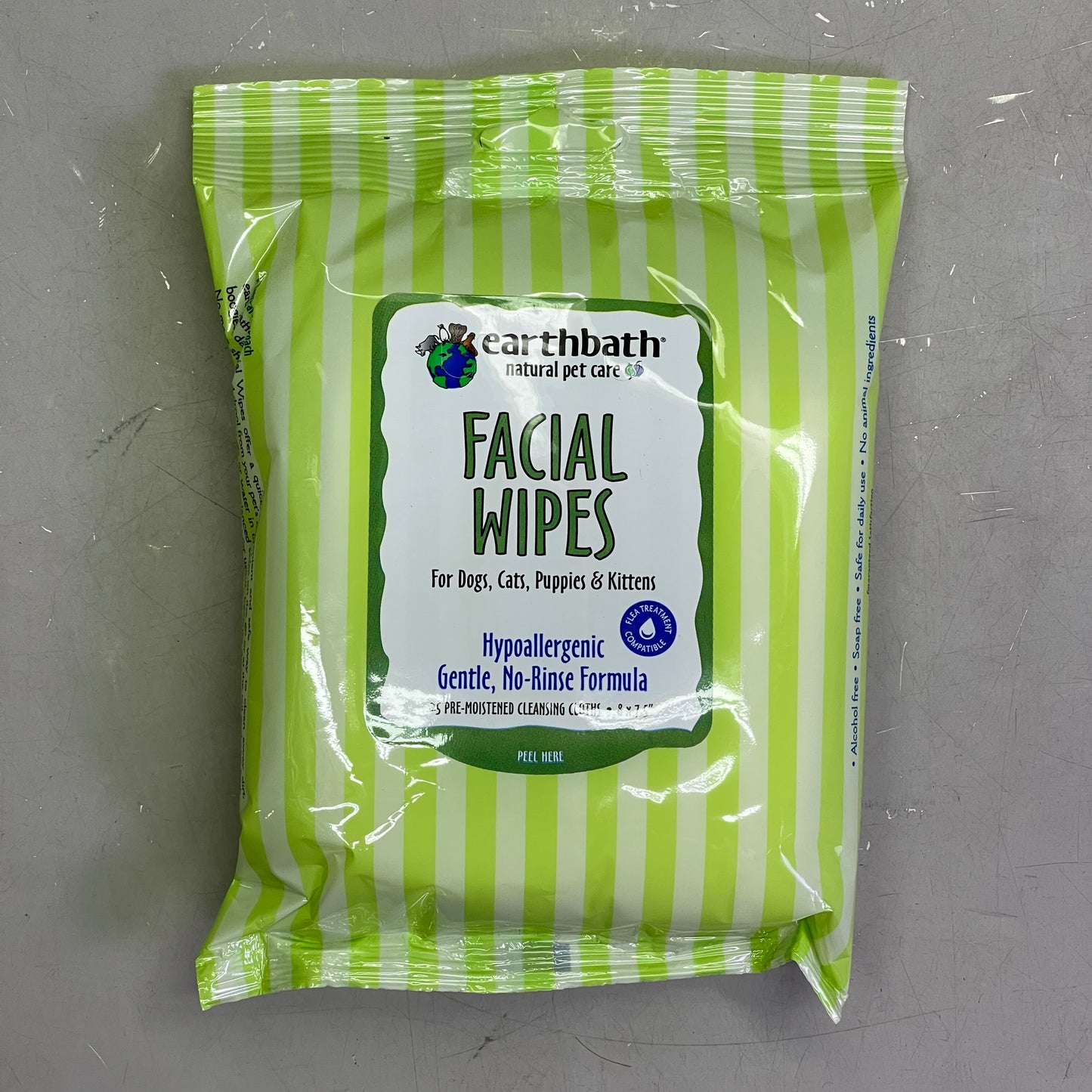 EARTHBATH (12 PACK) Natural Pet Care Facial Wipes 25 per package White