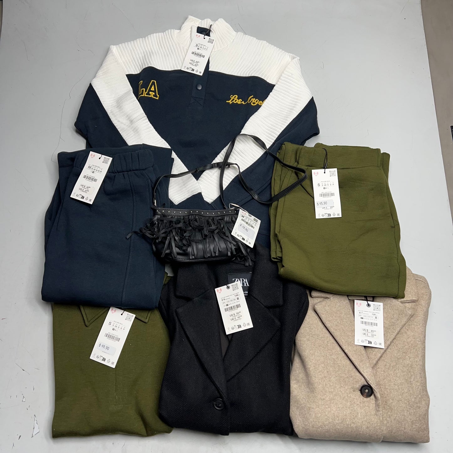 ZA@ ZARA Lot of Assorted Clothing Sweatpants, Pullovers & Coats Women's Sz S / Girl's Sz 6-7 Multicolor