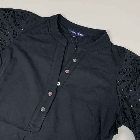 VERONICA BEARD Jeans Women's Coralee Top Lace Sleeves Sz-M Black J2406JY0330831