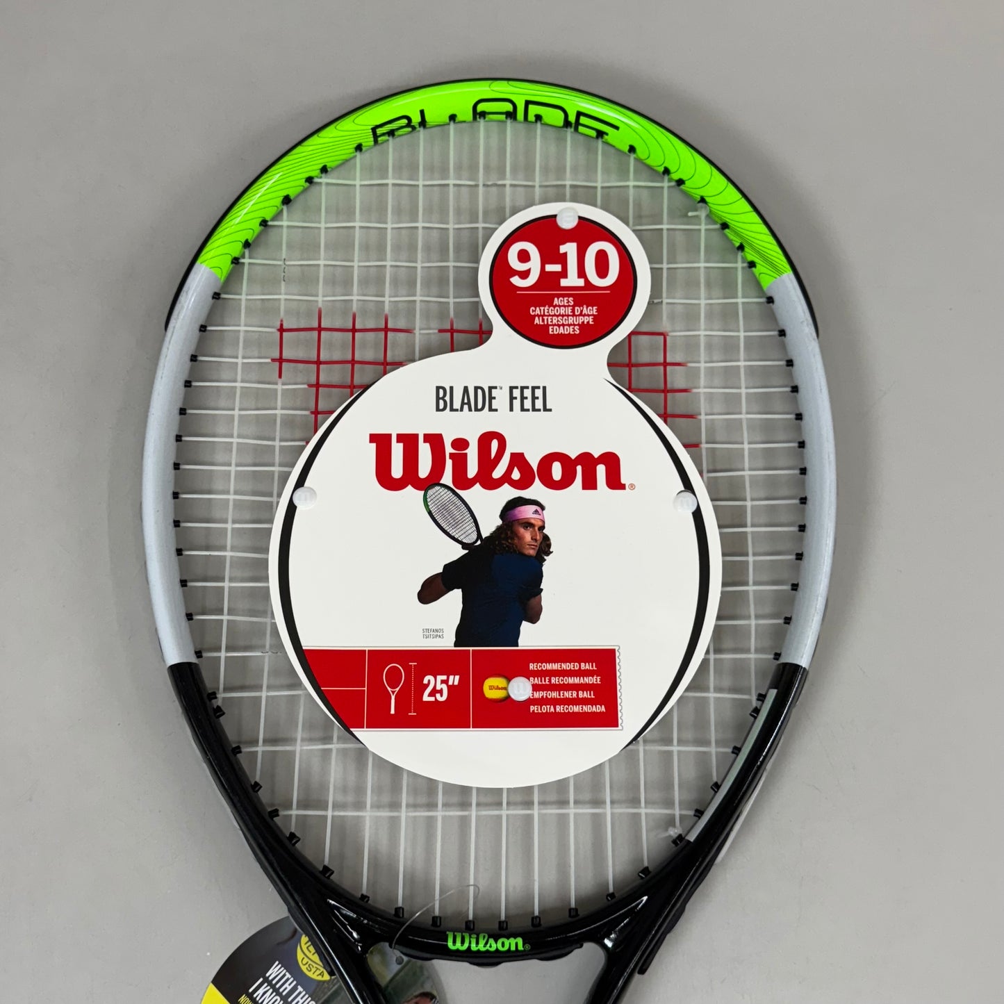 WILSON Blade Feel Junior Tennis Racquet Ages 9-10 25" Grip 3 7/8" Green/Black WR055520U