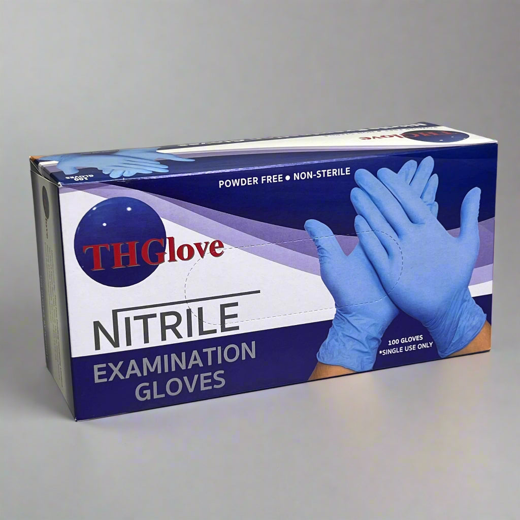 THGLOVE (100 Gloves) Nitrile Examination Gloves Sz M Blue