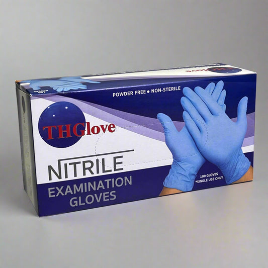 THGLOVE (100 Gloves) Nitrile Examination Gloves Sz M Blue