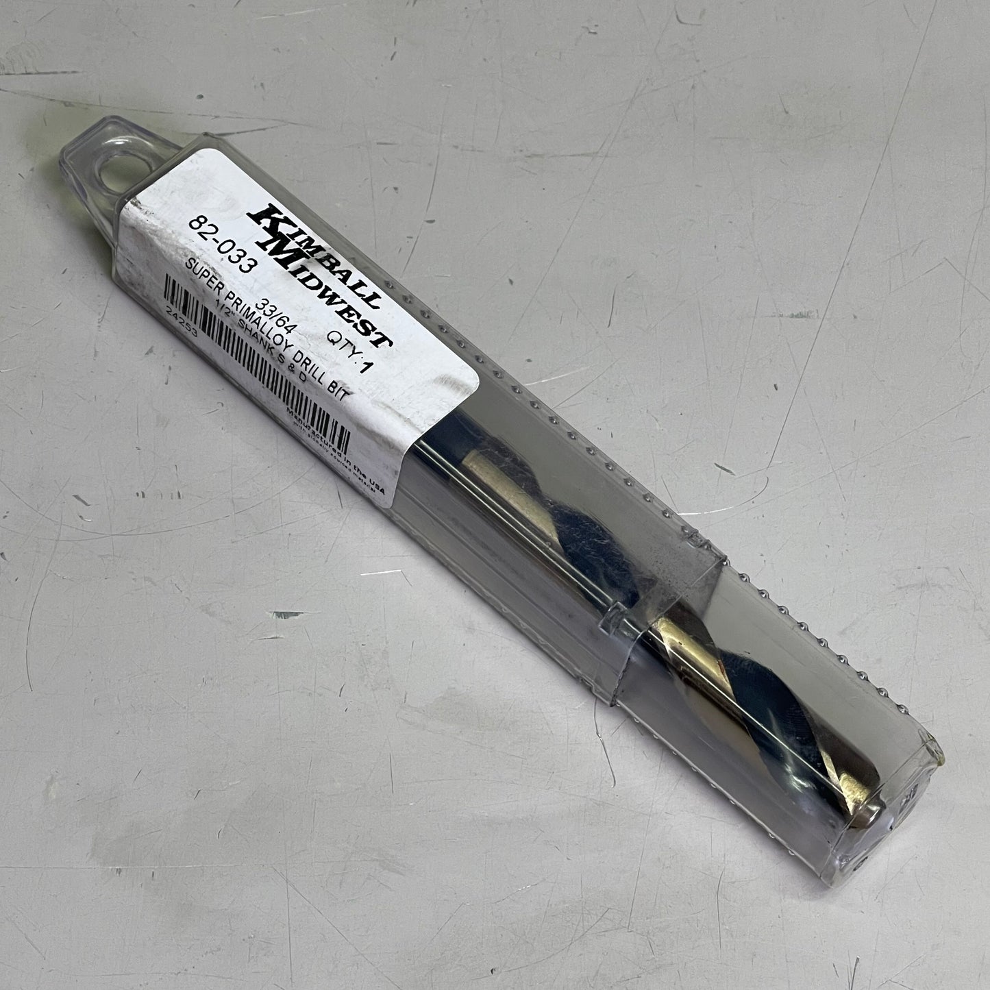 KIMBALL MIDWEST Super Primalloy Reduced Shank S&D Drill Bit 33/64"Dia x 6"L