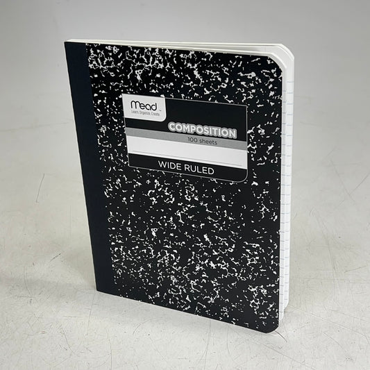 ZA@ MEAD (6 PACK, 100 SHEETS EACH) Composition Notebooks Wide Ruled 1-Subject 9.75" X 7.5" Blac|k/White 306712