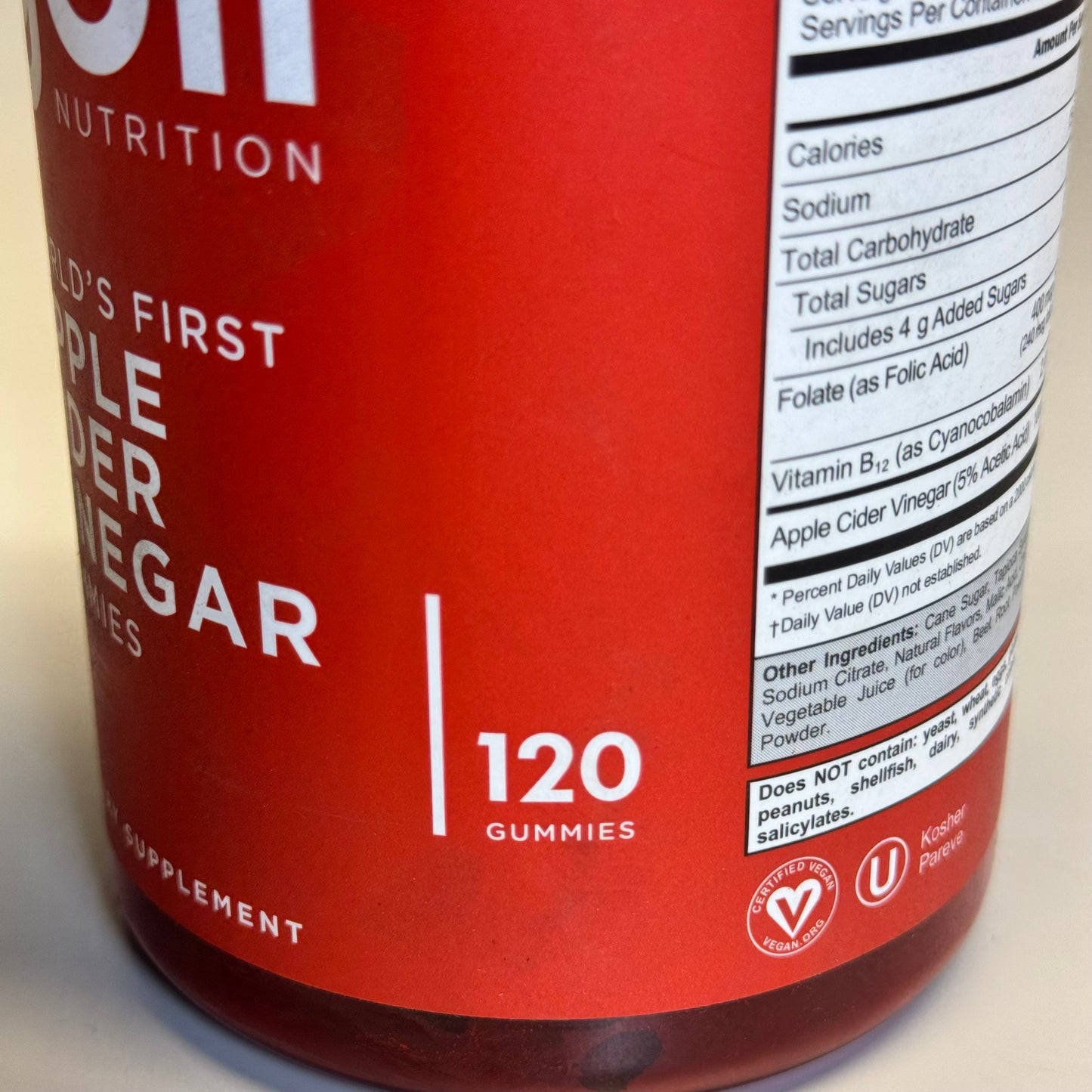 ZA@ GOLÍ Nutrition Apple Cider Vinegar 120 Gummies Sz 6.5” H Red BB Exp 08/25 D