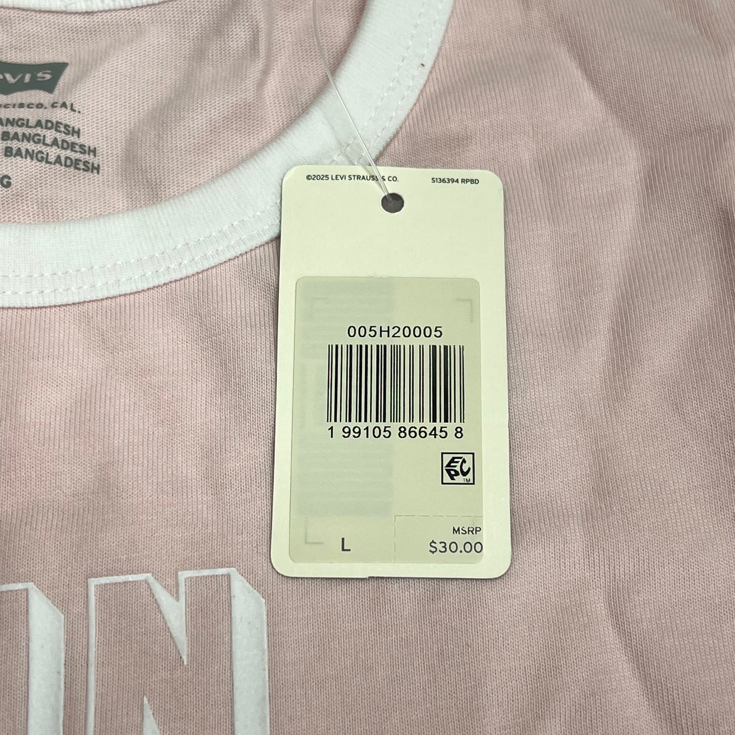 ZA@ LEVIS Graphic Logo "sun Kissed" Tee Shirt Women's Sz L Light Pink 005H20005 (As-Is)