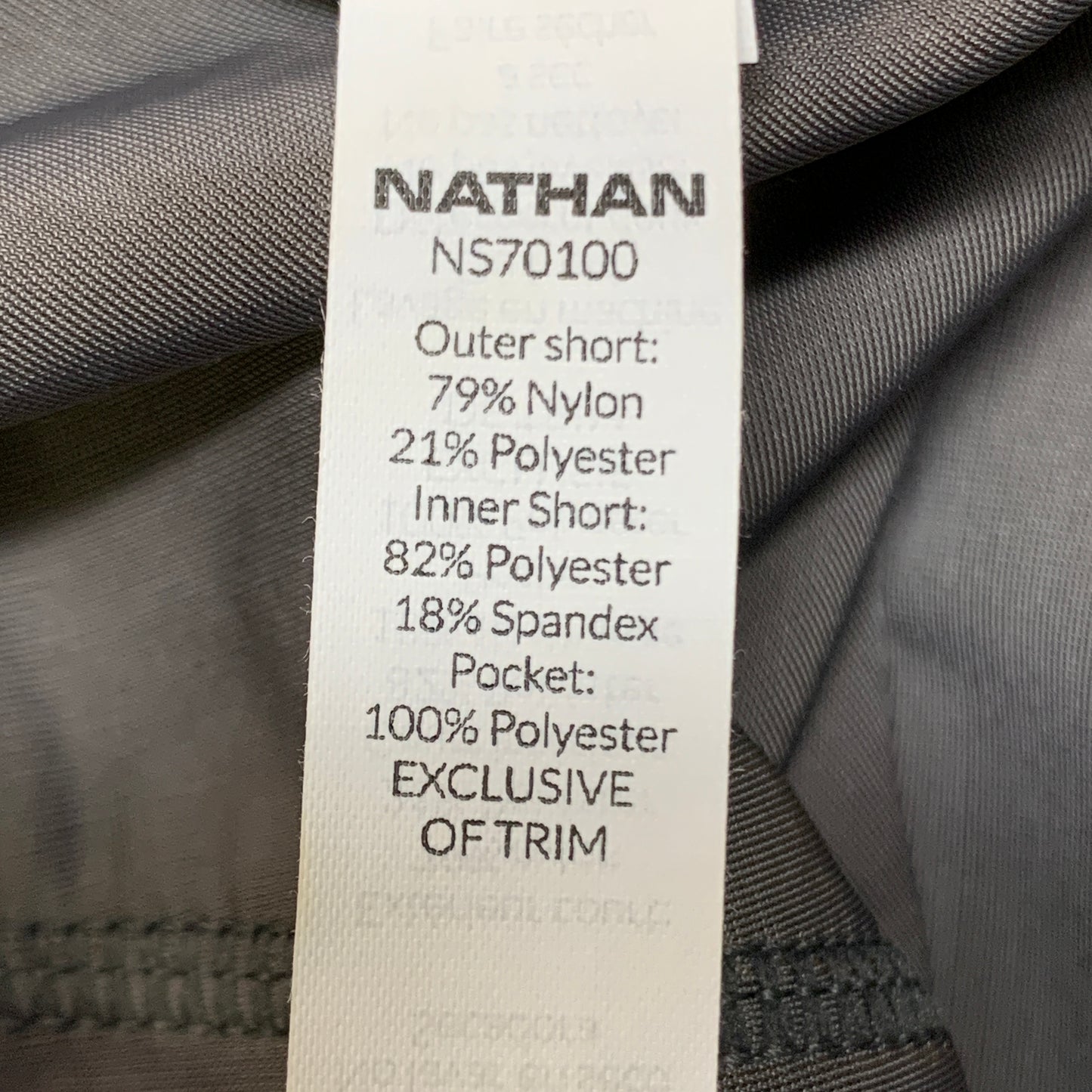 NATHAN Front Runner Shorts 5" Inseam Men's Charcoal Size Large NS70100-80003-L