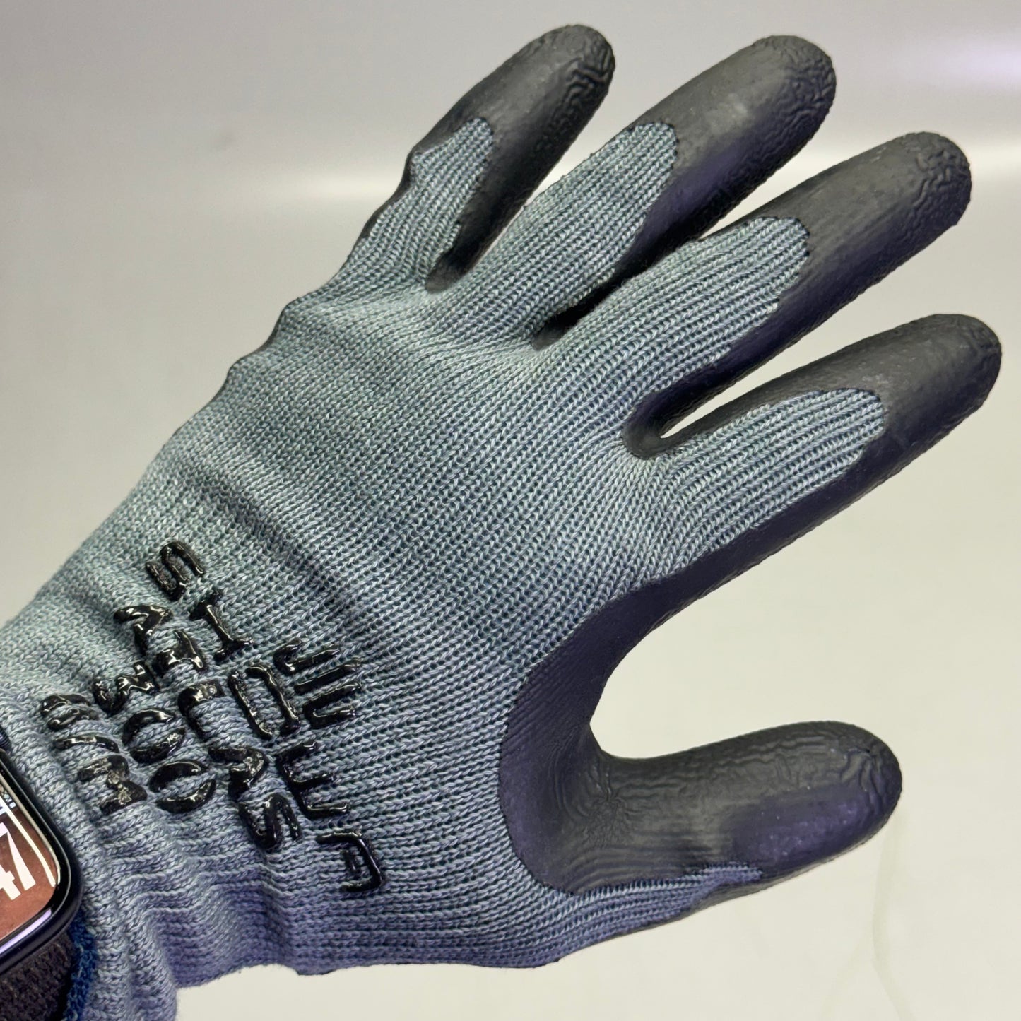 SHOWA ATLAS 300 (12 PAIR) Palm-Dipped Rubber Coating Work Gloves Sz 8/M, Black