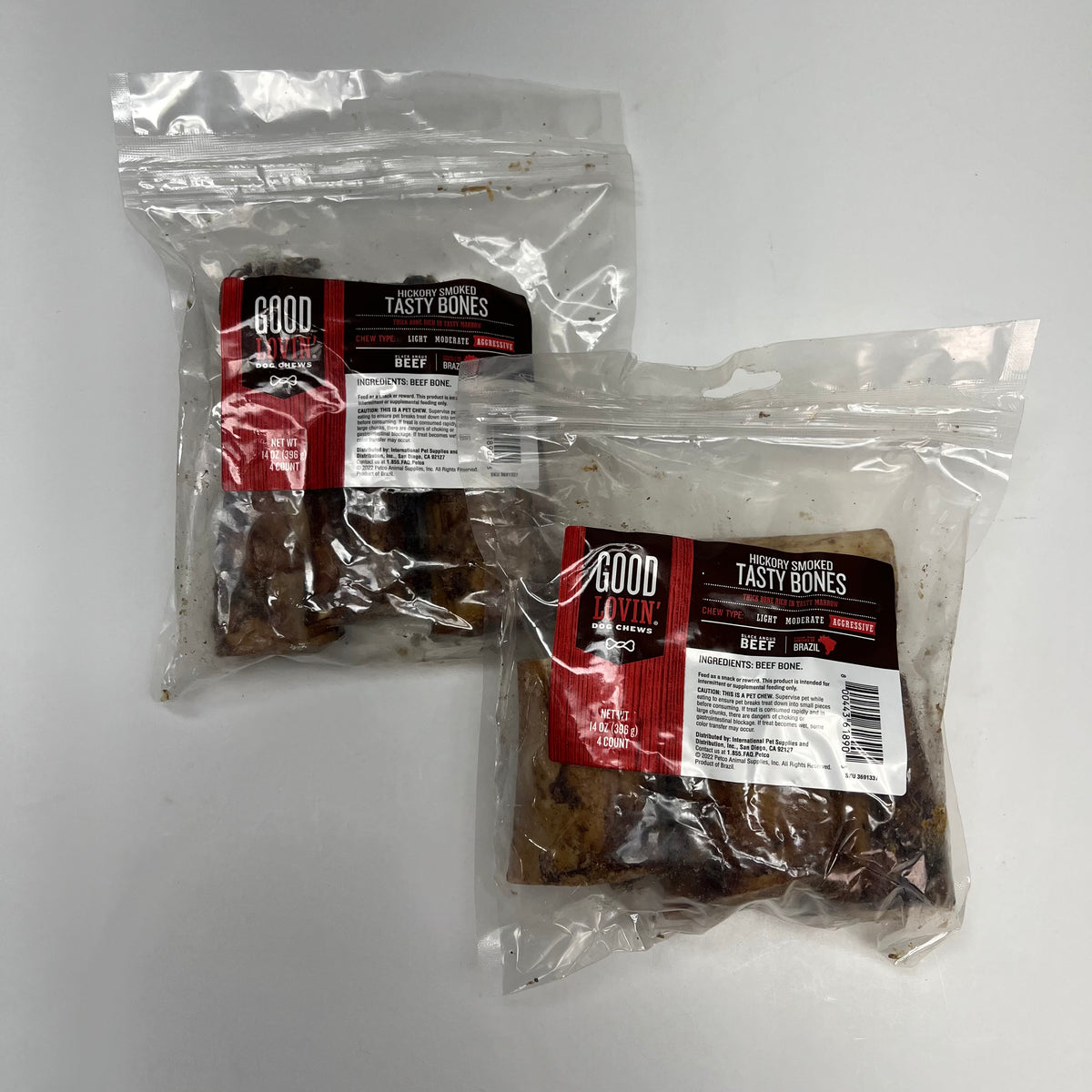 GOOD LOVIN  (2 PACK, 4 EACH) Dog Chews Hickory Smoked Tasty Bones 14 Oz BB 11/27