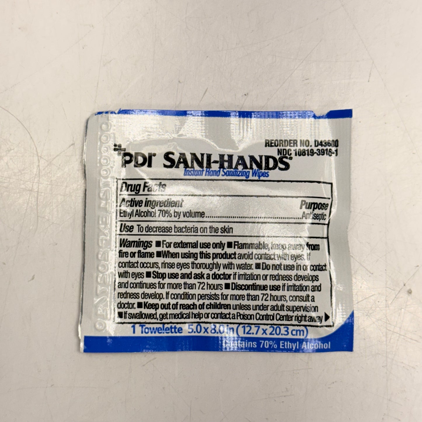 SANI-HANDS (3 PACK, 100 Count Each) Hand Wipes +PDI 5" X 8" White