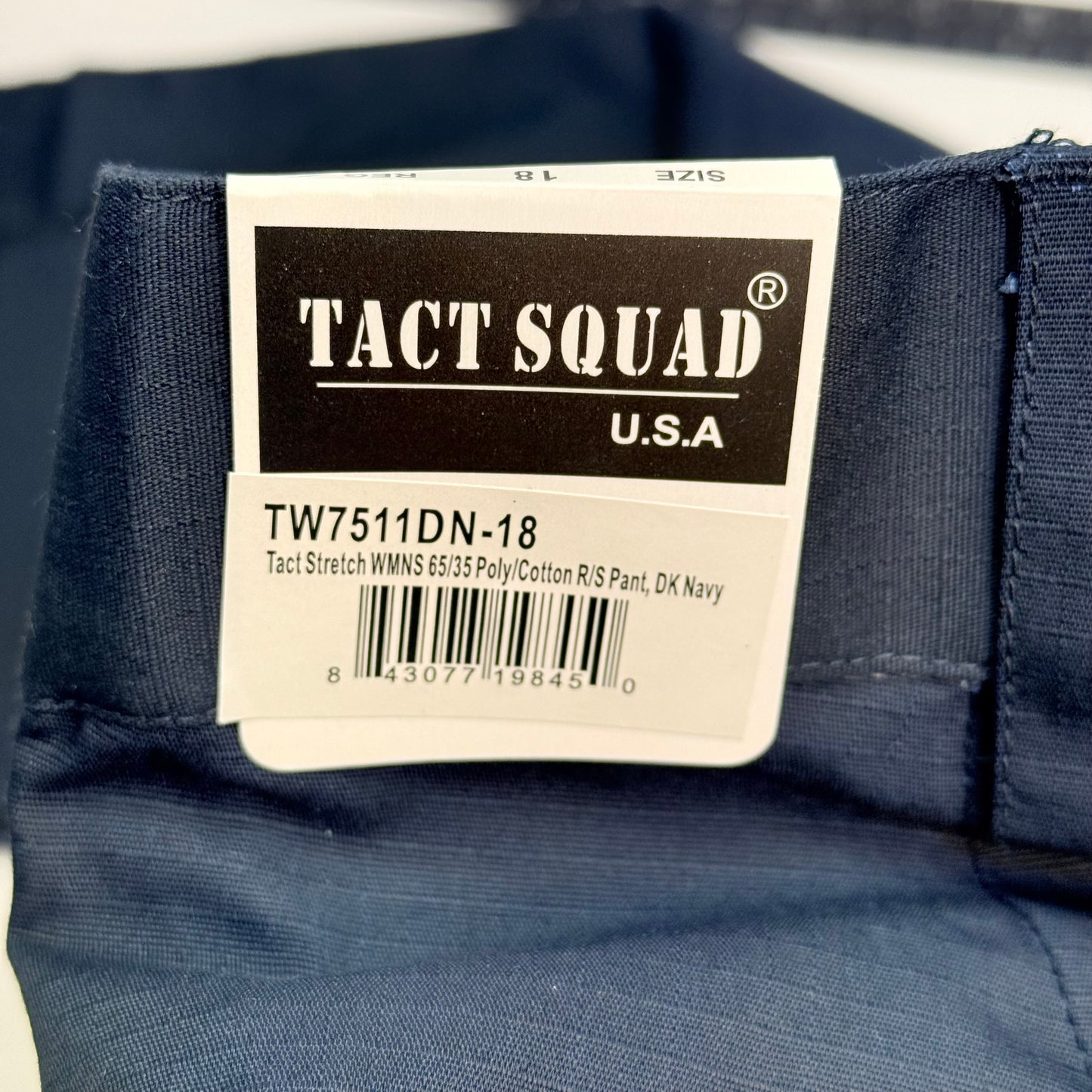 TACT SQUAD Tact Stretch Mini Ripstop Trouser Poly/Cotton Men's Sz 18 Dk Navy T7511