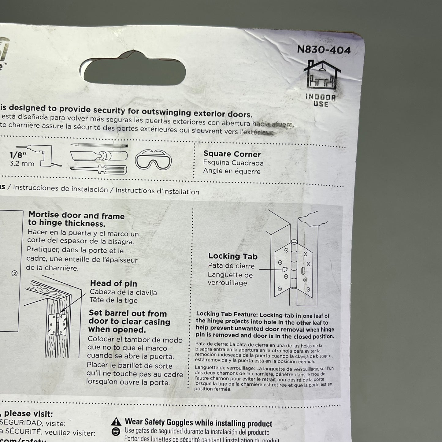 ZA@ NATIONAL HARDWARE (SET OF 3) Flush Removable Pin Steel Door Hinge W/ Hardware 55lb Satin Nickel N830-404