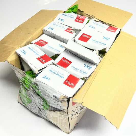 ZA@ EAGLE (810 Gloves) Green Highly Visible Nitrile Disposable Gloves 2XL 1031612 (AS-IS, Damage Box)