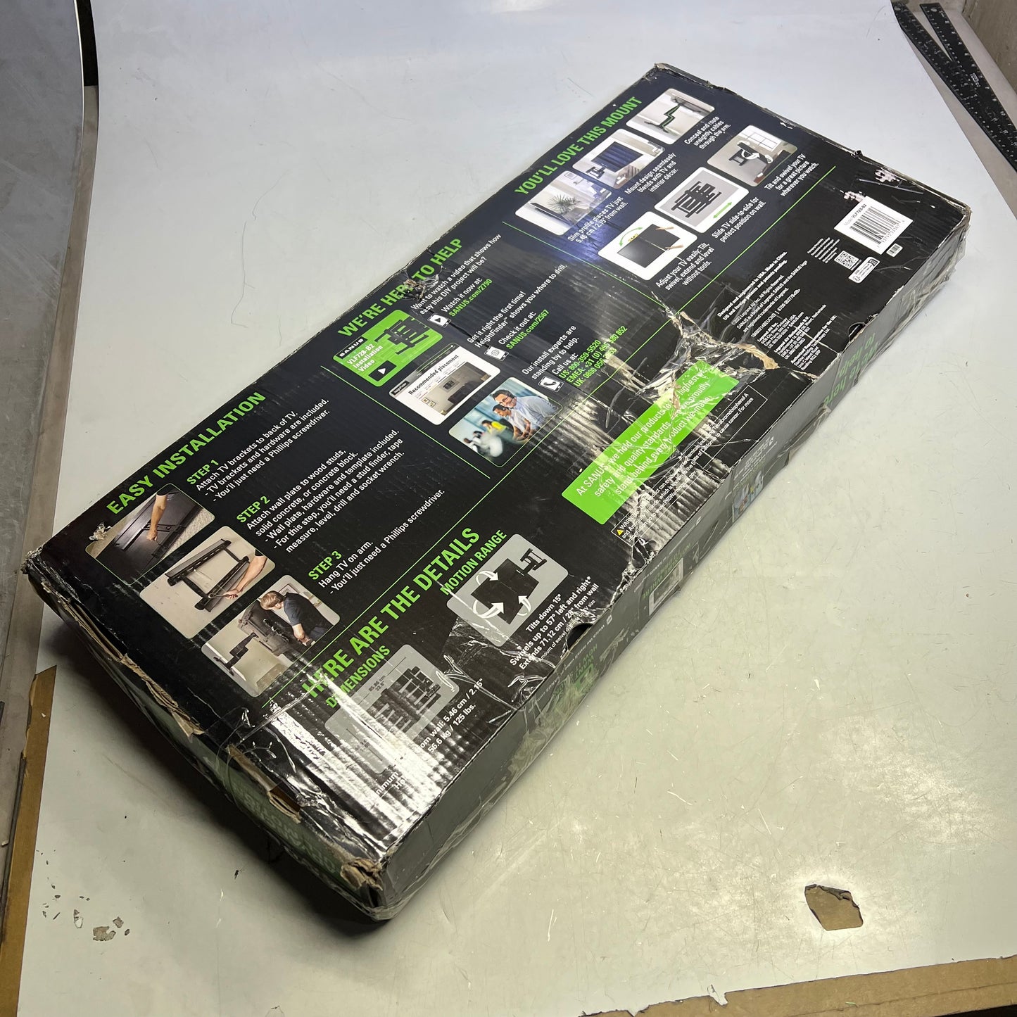 SANUS Heavy Gauge Steel Full Motion TV Mount Low Profile 42"-90" Black VLF728