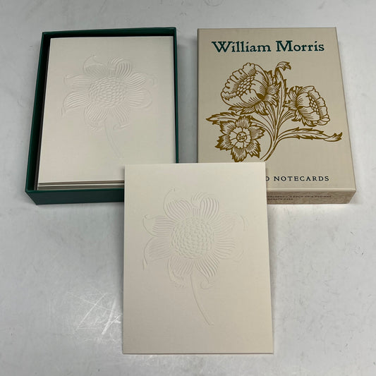 WILLIAM MORRIS (12 PACK) Embossed Notecards Floral Designs 4x6" White 0382