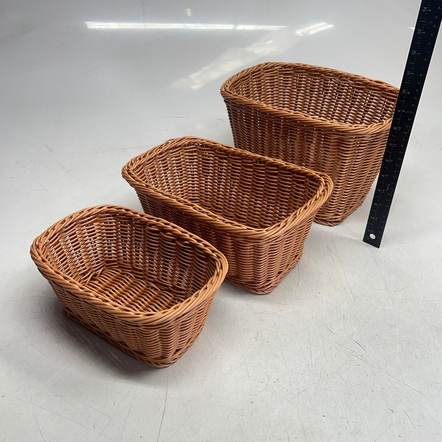 CREATIVE MINDS (SET OF 3) Rectangular Woven Baskets S/M/L Tan MTC-84