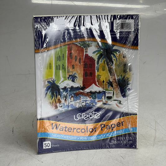 UCREATE (50 Sheets) WaterColor Paper Sz 9" x 12", P4925