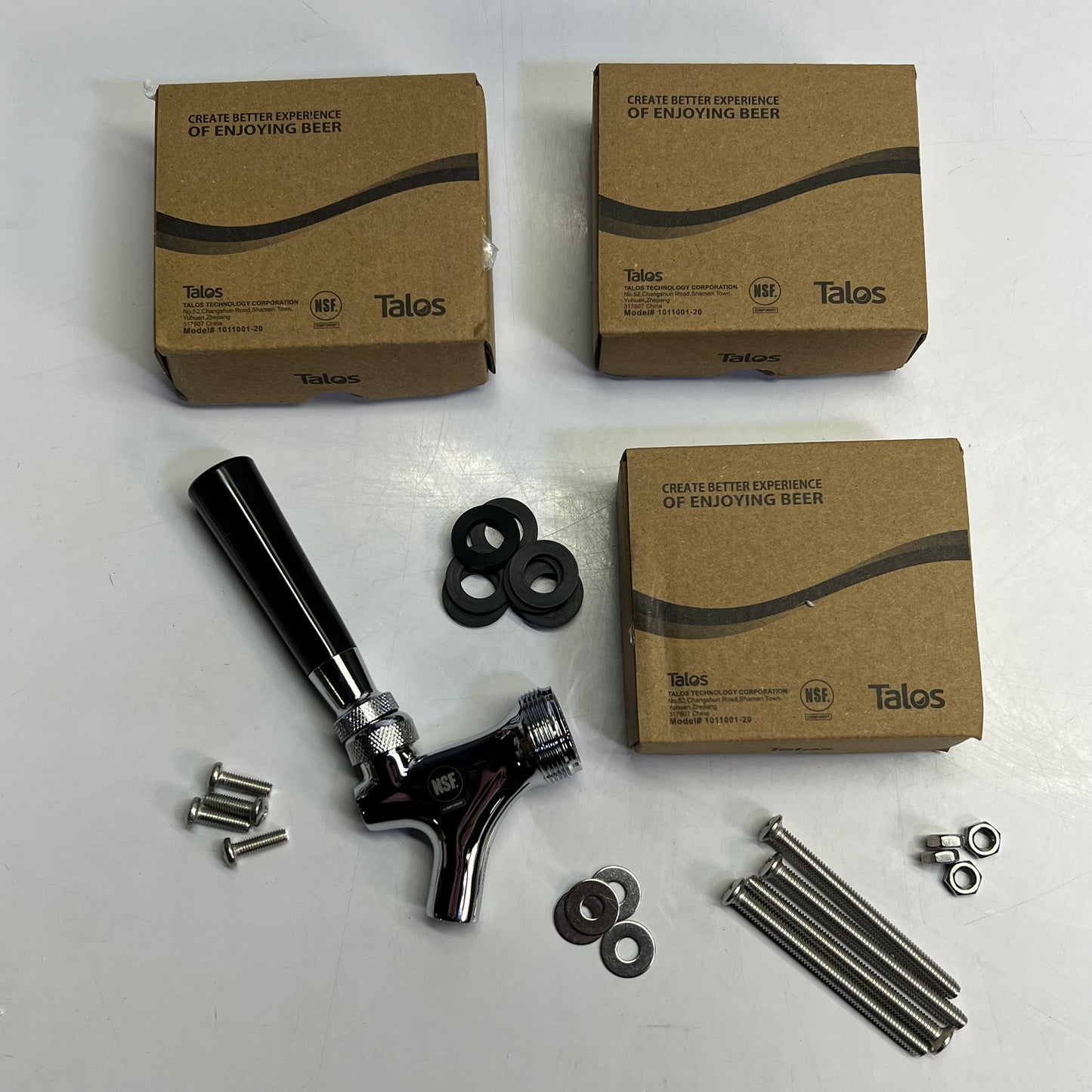 TALOS Stainless Steel 4-Tap Beer Tower W/ Column Chrome/Black 178TOWERQUAD