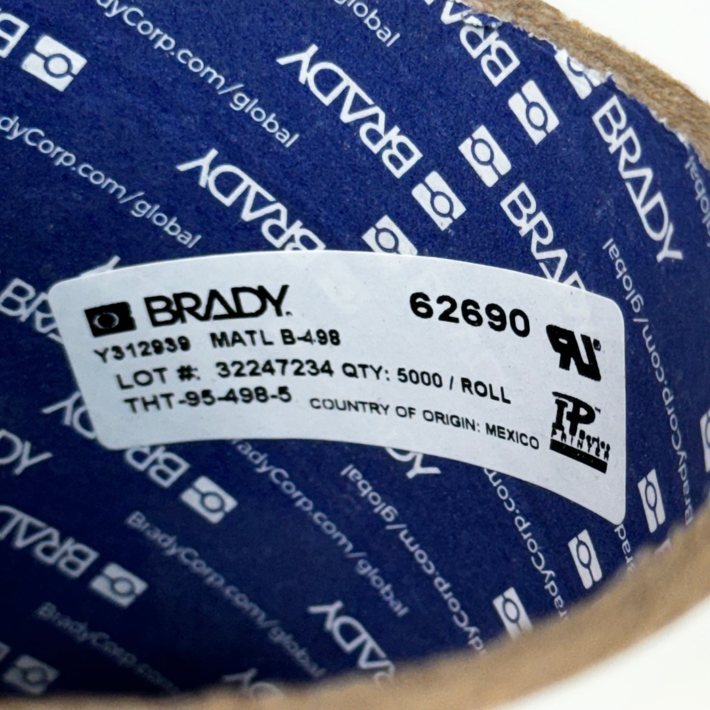 BRADY Vinyl Cloth Printer Labels THT-95-498-5 5,000/a Roll White