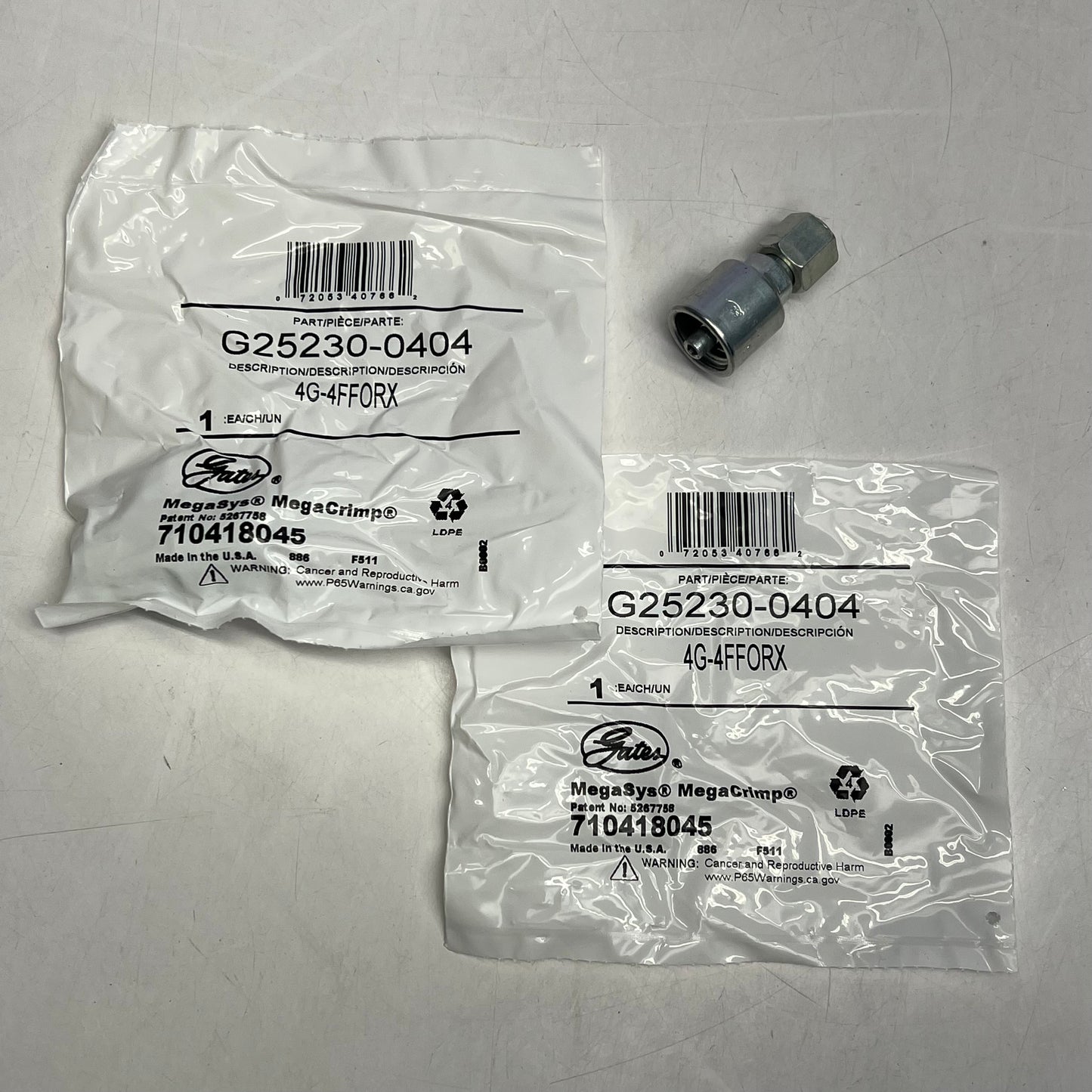 GATES (2 PACK) Female Flat-face O-Ring Swivel Coupling 1/4" x 2.07" G25230-0404