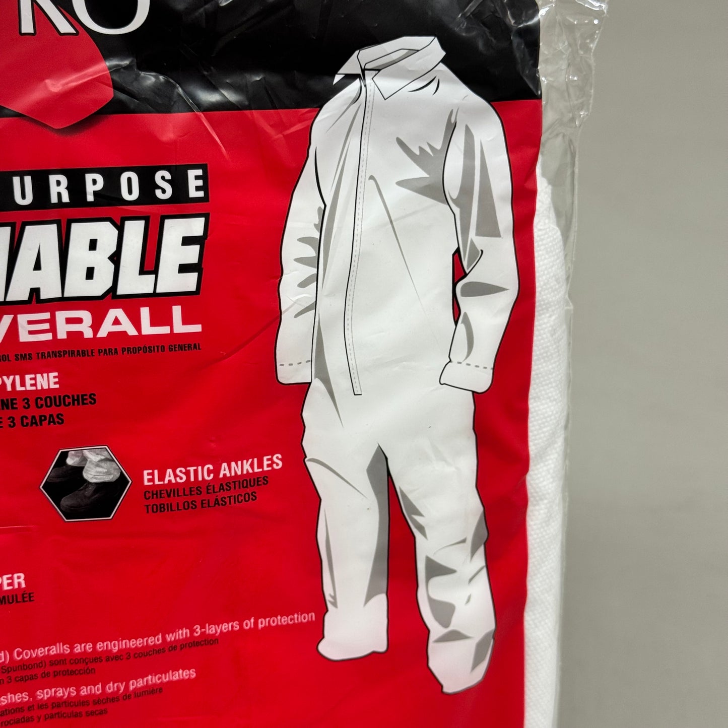 GENERAL PURPOSE (12 Pk) Breathable Sms Coverall Crew SZ XL White 6964A W/ 3-layer Polypropylene