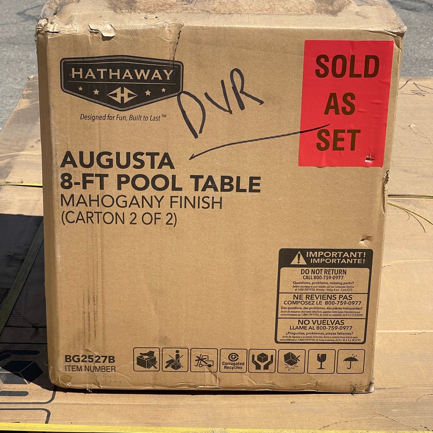 Z@ HATHAWAY Augusta Pool Table Mahogany Finish 8 ft BG2527A (New)