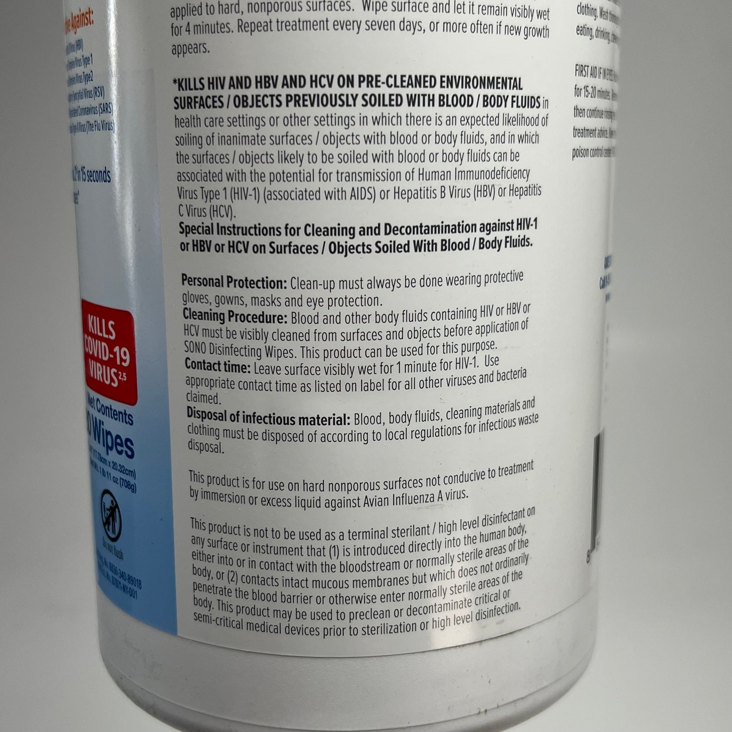 SONO (6 PACK, 80 Wipes Each) Disinfecting Wipes For Plastic & Rubber Surfaces