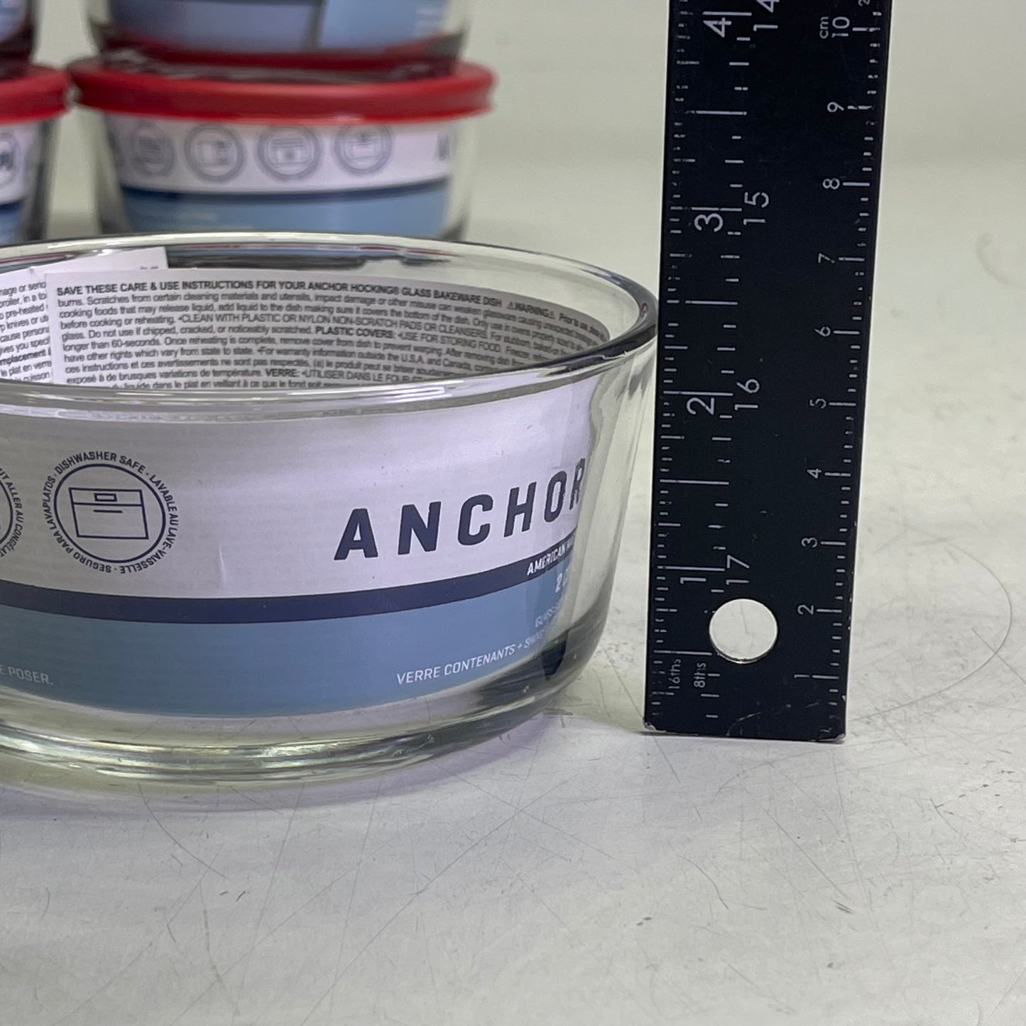 ANCHOR HOCKING (6 PACK) 2-Cup Glass Food Storage Container Clear + Red Lid 91547
