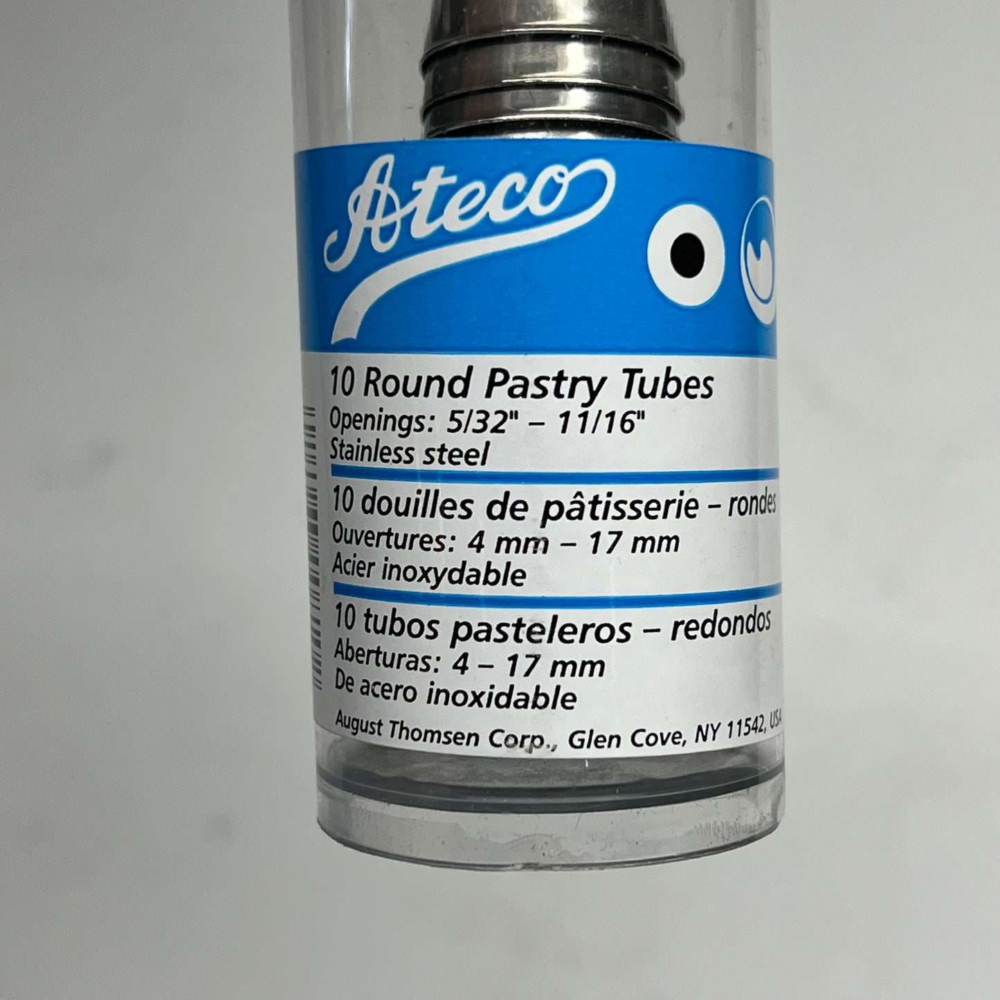 ZA@ ATECO (10 PACK) Plain Pastry Tube Set  Assorted Sizes Stainless Steel 810