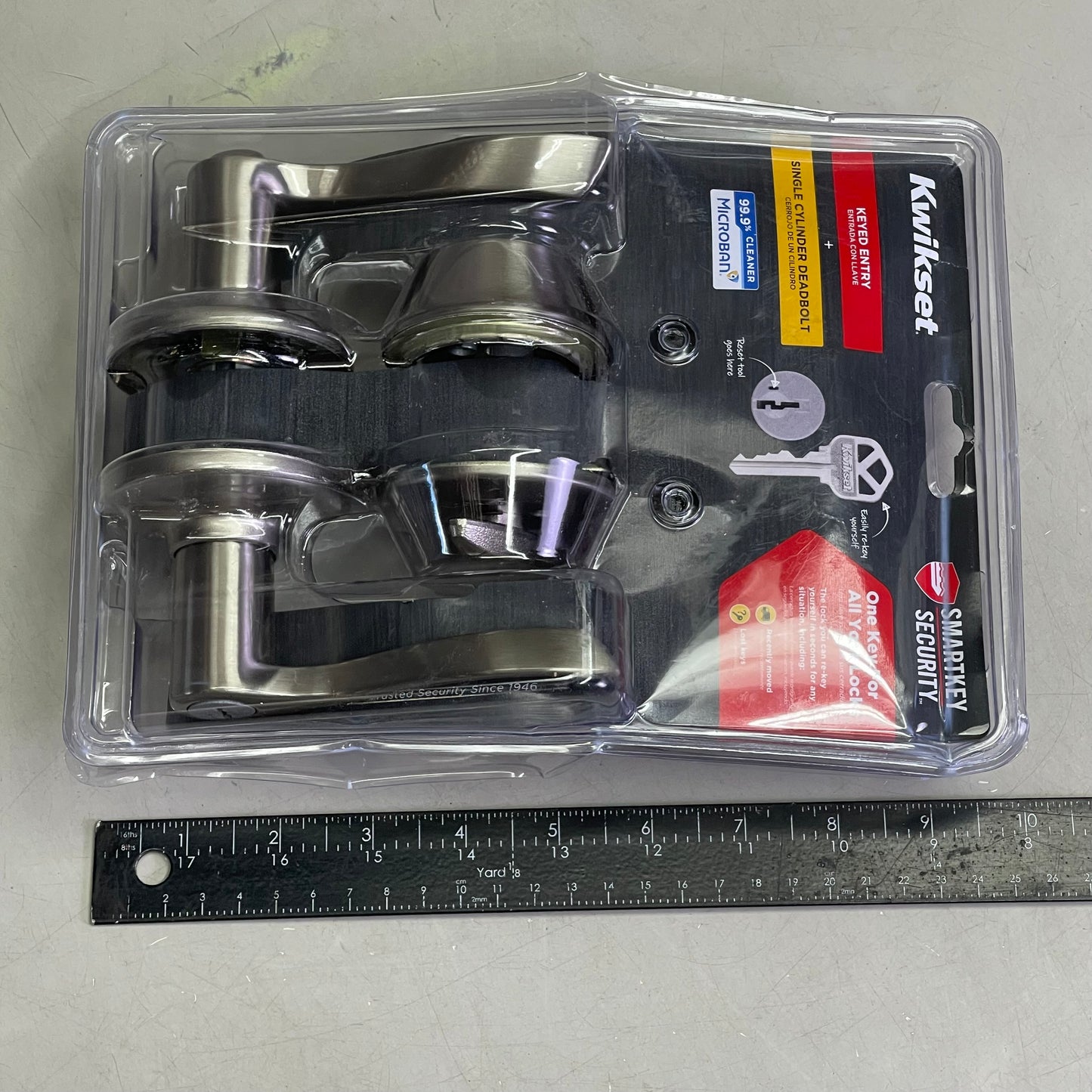 KWIKSET Balboa Entry Door Lever & Deadbolt 2-3/4" Satin Nickel 96900-420