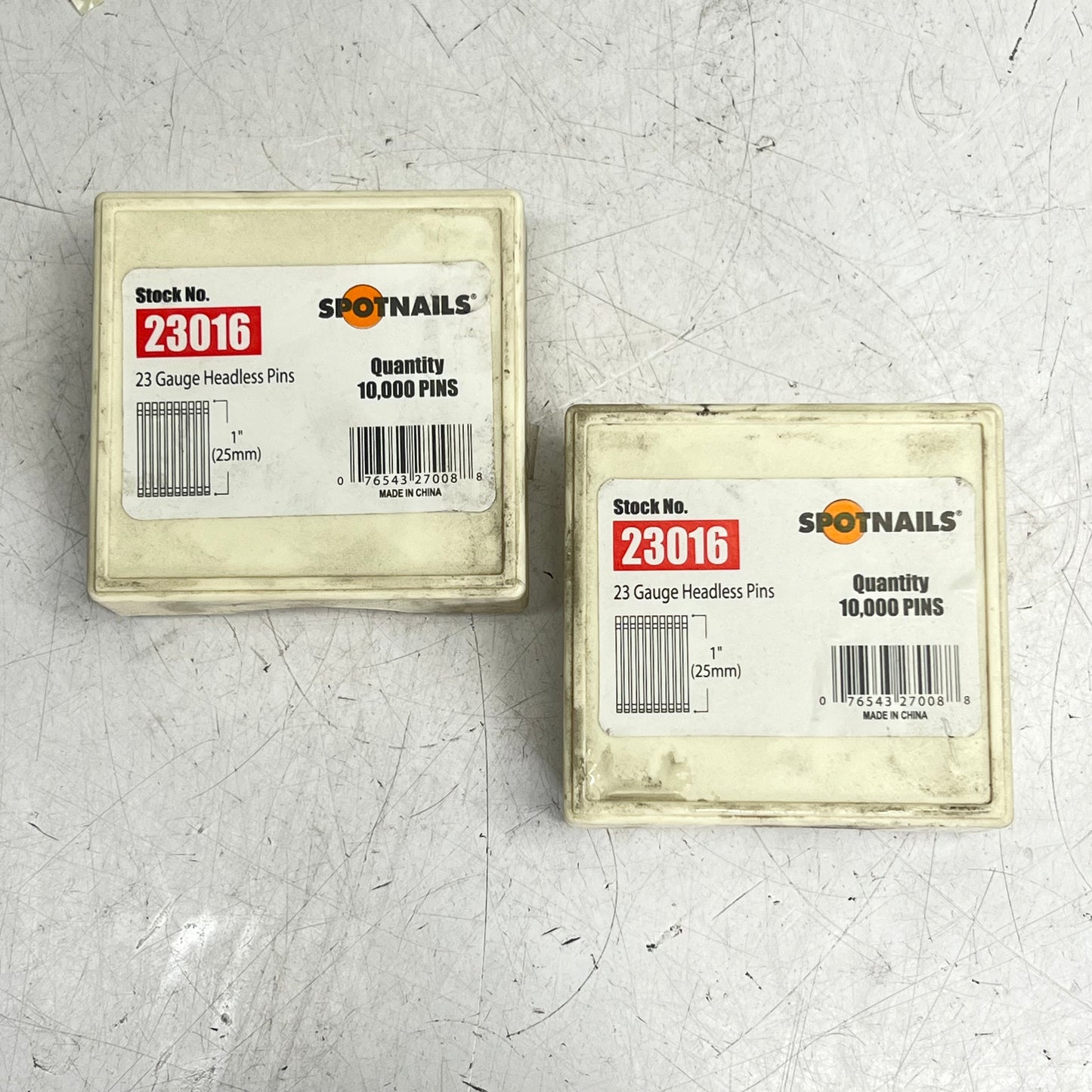 SPOTNAILS (2 PACK, 10,000 EACH) Headless Pin Nails 23 Gauge 1" Galv 23016