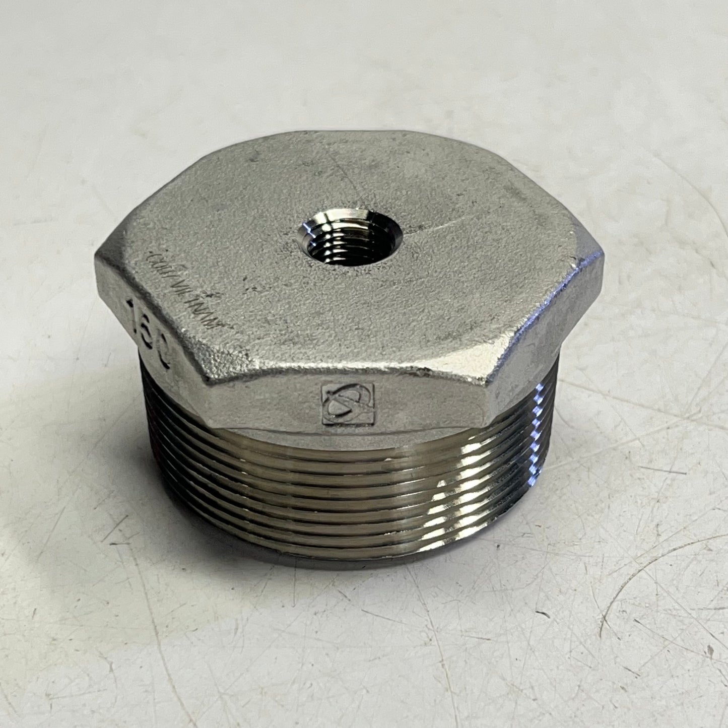 SERVICE METAL SS Hexagon Bushing NPT Connection 2"x1/4" Silver SSS6HB02.0X.250