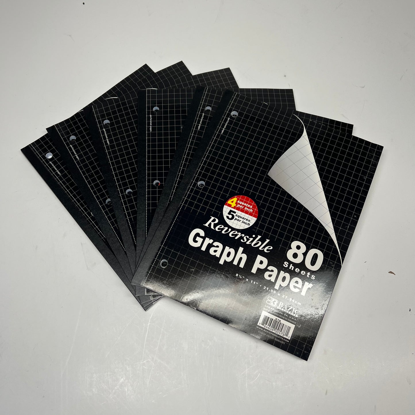 ZA@ BAZIC  (6 PACK, 80 SHEETS EACH) Reversible Graph Paper  8.5"x11" White 578