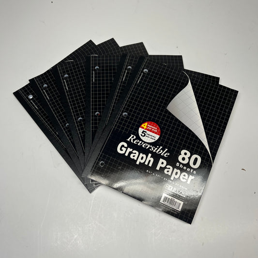 ZA@ BAZIC  (6 PACK, 80 SHEETS EACH) Reversible Graph Paper  8.5"x11" White 578